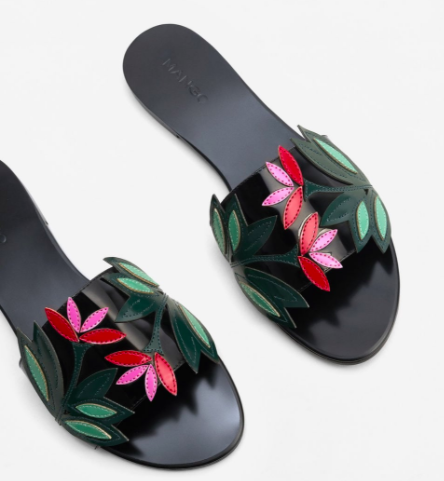 Mango Flower appliqué sandals