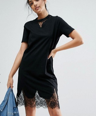 ASOS TALL T-Shirt Dress with Lace Inserts