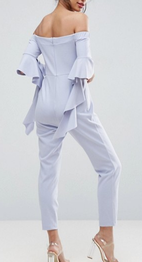 ASOS Bardot Jumpsuit with Ruffle Sleeve Detail