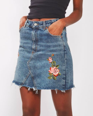 Topshop TALL Rose Embroidered Skirt