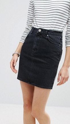 ASOS Denim Original High Waisted Skirt in Washed Black