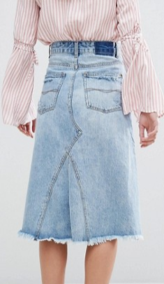 Pull&Bear Midi Asymetric Denim Skirt