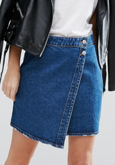 Vero Moda Asymetric Denim Wrap Skirt