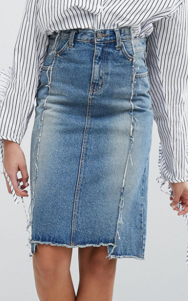 STYLENANDA Deconstructed Denim Skirt