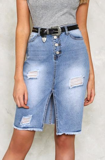 LIZZIE DISTRESSED DENIM SKIRT