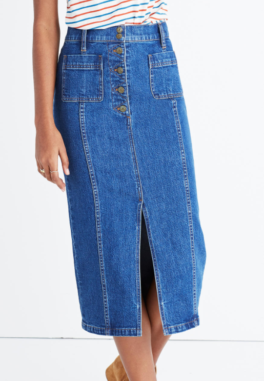 Madewell high-slit jean skirt