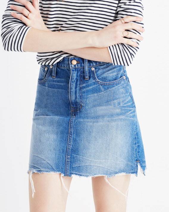 Madewell mccarren raw-hem jean skirt