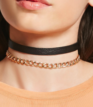 Forever 21 Chain Faux Leather Choker Set