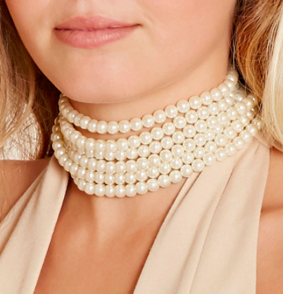 Forever 21 Faux Pearl Layered Choker