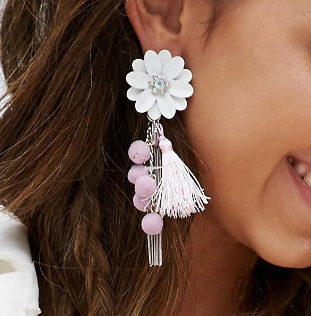 ASOS Pom Flower Drop Earrings