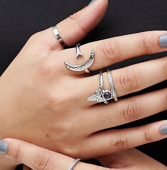 ASOS CURVE Pack of 6 Mystical Moodstone Rings