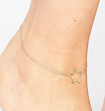 ASOS Gold Plated Sterling Silver Open Star Anklet