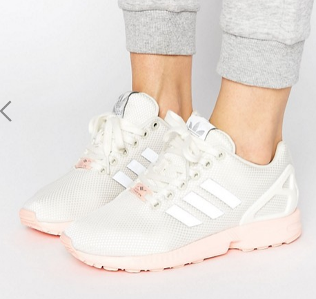 adidas Originals White ZX Flux Sneakers With Pink Sole