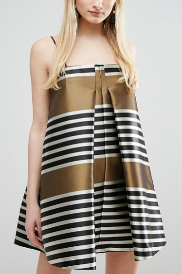ASOS Jacquard Stripe Cami Mini Trapeze Dress