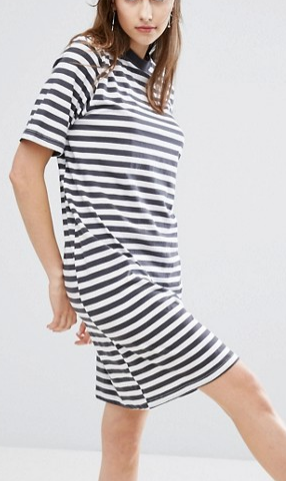 Cheap Monday High Neck Swing Dress in Stripe