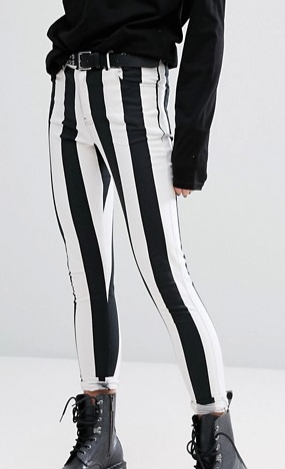 Motel Skinny Jeans In Monochrome Stripe