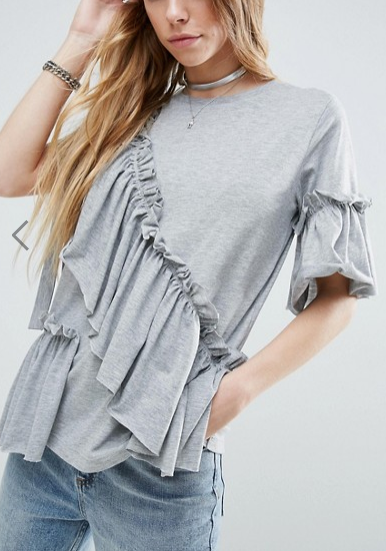 ASOS T-Shirt with Ruffle & Bow Detail