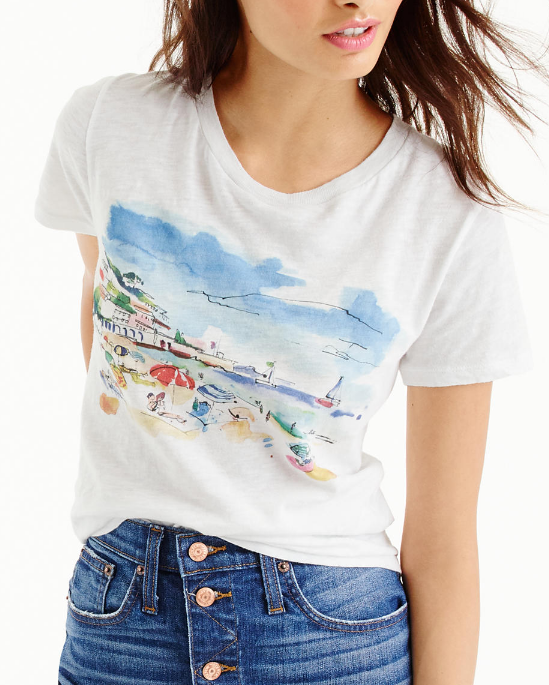 Marcel George™ for J.Crew beach watercolor T-shirt in vintage cotton