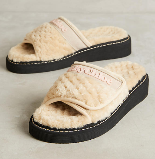 See by Chloe Faux Shearling Slide Sandals