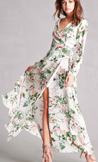 Forever 21 Reverse Floral Wrap Maxi Dress