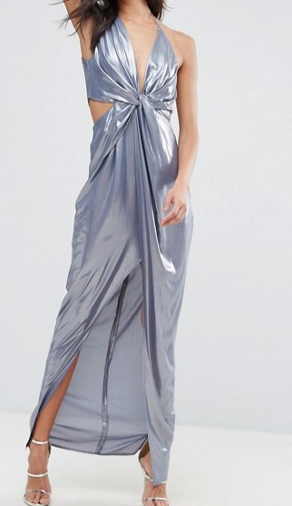 ASOS Metallic Cami Twist Front Maxi Dress