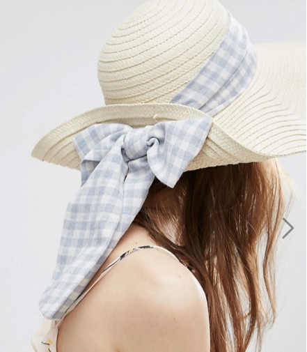ASOS Floppy Straw Hat With Gingham Band