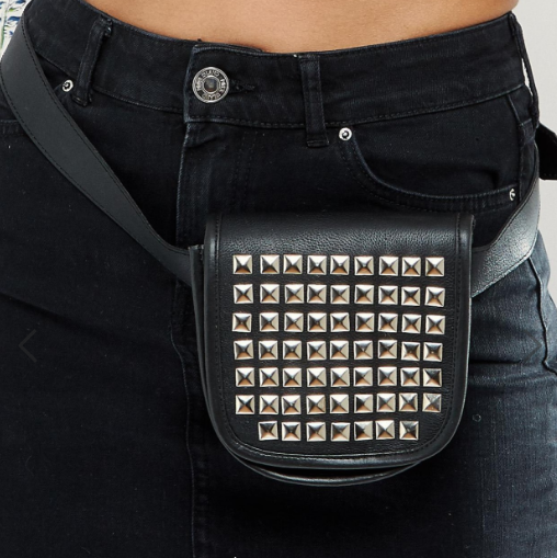 Park Lane Real Leather Studded Fanny Pack