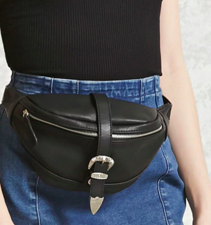 Forever 21 Buckled Faux Leather Fanny Pack
