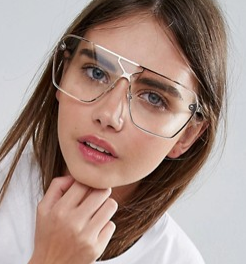 ASOS Rose Gold Visor Geeky Glasses With Clear Lens