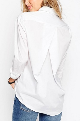 ASOS Slim Boyfriend White Shirt with Pleat Detail Back