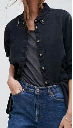 ASOS Denim Shirt in Washed Black