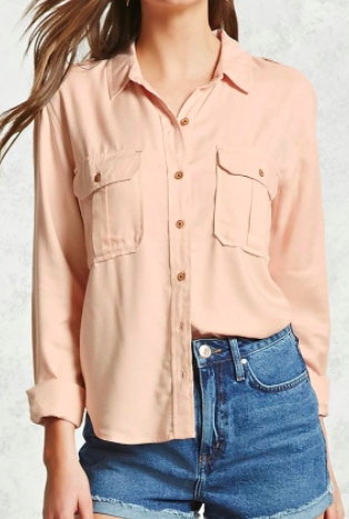 FOREVER 21 Utility Button-Down Shirt