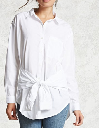 FOREVER 21 Tie-Waist Oversized Shirt