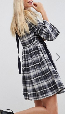 ASOS Check Smock Dress with Grosgrain Detail