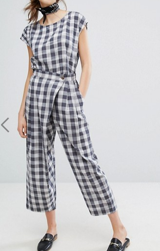 People Tree Hand Woven Wrap Front Pants In Picnic Check Co-Ord