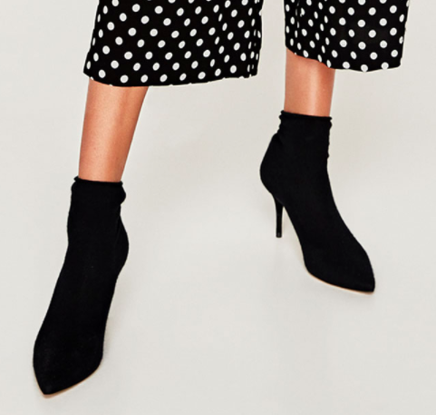 HIGH HEEL SOCK-STYLE ANKLE BOOTS