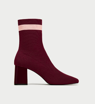 STRIPED HIGH HEEL SOCK-STYLE ANKLE BOOTS