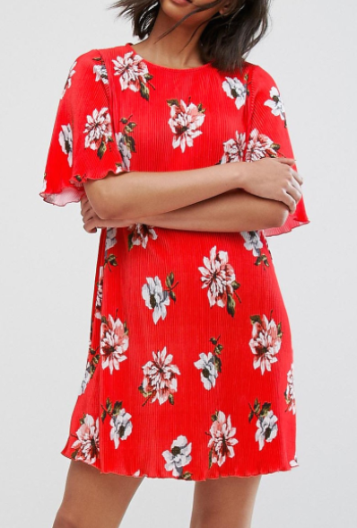 Mango Floral Flute Sleeve Dress