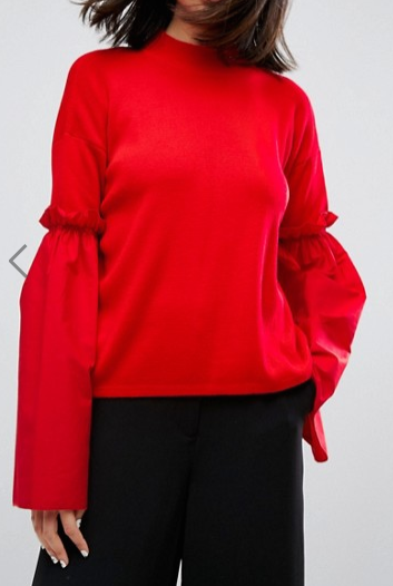 ASOS Sweater With Fabric Flared Sleeves