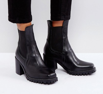 River Island Cleated Sole Heeled Leather Boots