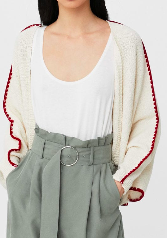 Mango Contrast-trim cotton cardigan