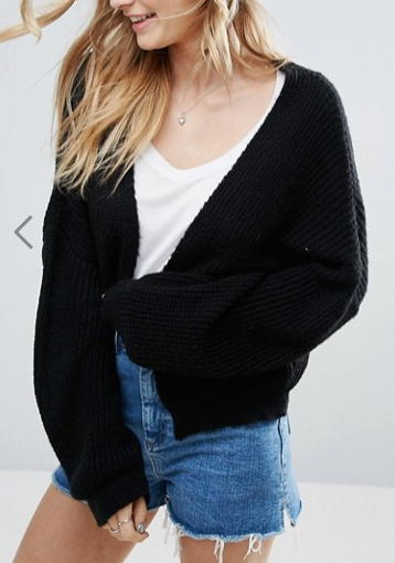 ASOS Chunky Cardigan In Fluffy Rib