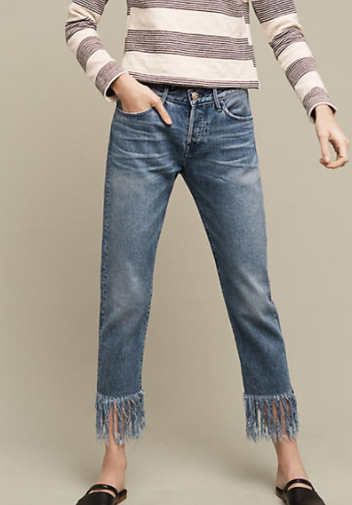 3x1 NYC WM3 High-Rise Straight Cropped Fringe Jeans