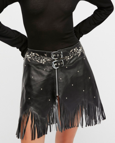 Free People Howdy Leather Skirt