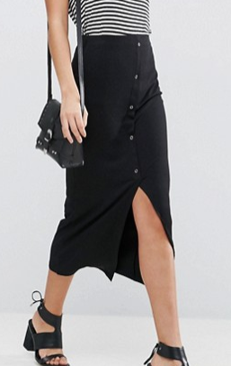 ASOS Rib Popper Midi Skirt