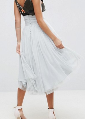 ASOS Midi Tulle Skirt with Button Back Detail