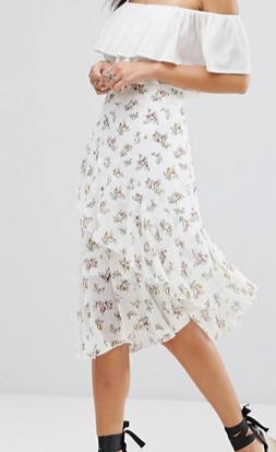 Boohoo Floral Asymmetric Hem Skirt