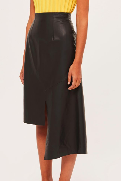 Topshop Stepped Hem Leather Midi by Boutique