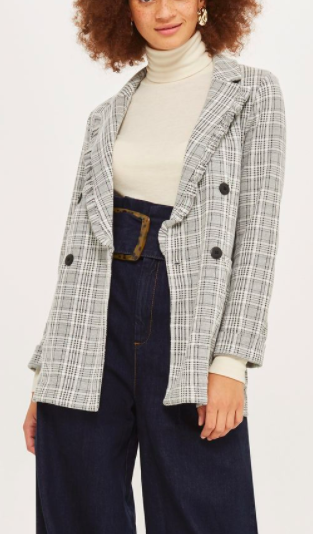 Topshop Check Jersey Frill Jacket