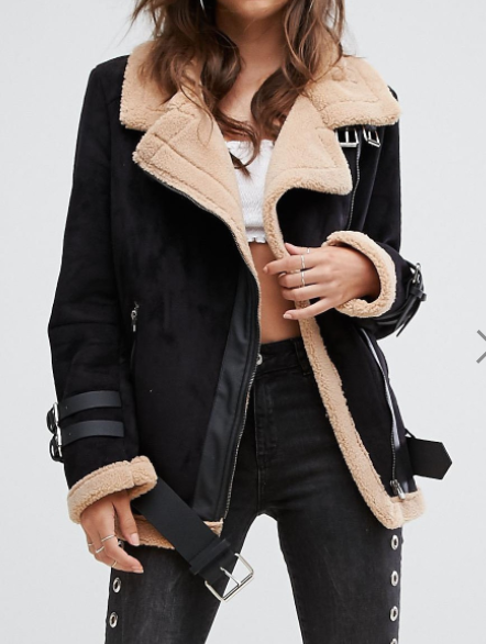 Boohoo Contrast Aviator Jacket